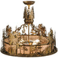 Meyda Lighting Quail Hunter With Dog 24" 4-Light Antique Copper Inverted Pendant Light With Silver Mica Shade Glass