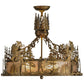 Meyda Lighting Quail Hunter With Dog 24" 4-Light Antique Copper Inverted Pendant Light With Silver Mica Shade Glass