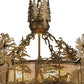 Meyda Lighting Quail Hunter With Dog 24" 4-Light Antique Copper Inverted Pendant Light With Silver Mica Shade Glass