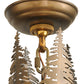 Meyda Lighting Quail Hunter With Dog 24" 4-Light Antique Copper Inverted Pendant Light With Silver Mica Shade Glass
