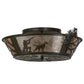 Meyda Lighting Quail Hunter With Dog 25" 4-Light Timeless Bronze Flush Mount Light With Silver Mica Shade Glass