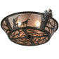 Meyda Lighting Quail Hunter With Dog 25" 4-Light Timeless Bronze Flush Mount Light With Silver Mica Shade Glass