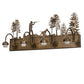 Meyda Lighting Quail Hunter With Dog 29" 4-Light Antique Copper Vanity Light With White Shade Glass