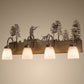 Meyda Lighting Quail Hunter With Dog 29" 4-Light Antique Copper Vanity Light With White Shade Glass
