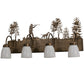 Meyda Lighting Quail Hunter With Dog 29" 4-Light Antique Copper Vanity Light With White Shade Glass