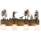 Meyda Lighting Quail Hunter With Dog 29" 4-Light Antique Copper Vanity Light With White Shade Glass