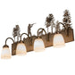 Meyda Lighting Quail Hunter With Dog 29" 4-Light Antique Copper Vanity Light With White Shade Glass