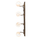 Meyda Lighting Quail Hunter With Dog 29" 4-Light Antique Copper Vanity Light With White Shade Glass