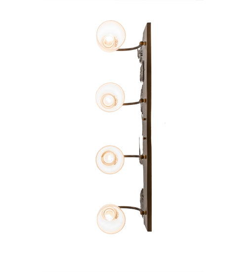 Meyda Lighting Quail Hunter With Dog 29" 4-Light Antique Copper Vanity Light With White Shade Glass