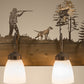 Meyda Lighting Quail Hunter With Dog 29" 4-Light Antique Copper Vanity Light With White Shade Glass