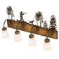 Meyda Lighting Quail Hunter With Dog 29" 4-Light Antique Copper Vanity Light With White Shade Glass