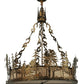 Meyda Lighting Quail Hunter With Dog 30" 4-Light Antique Copper Inverted Pendant Light With Silver Mica Shade Glass