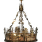 Meyda Lighting Quail Hunter With Dog 30" 4-Light Antique Copper Inverted Pendant Light With Silver Mica Shade Glass