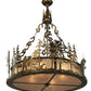 Meyda Lighting Quail Hunter With Dog 30" 4-Light Antique Copper Inverted Pendant Light With Silver Mica Shade Glass