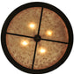 Meyda Lighting Quail Hunter With Dog 30" 4-Light Antique Copper Inverted Pendant Light With Silver Mica Shade Glass