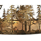 Meyda Lighting Quail Hunter With Dog 30" 4-Light Antique Copper Inverted Pendant Light With Silver Mica Shade Glass
