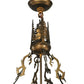 Meyda Lighting Quail Hunter With Dog 30" 4-Light Antique Copper Inverted Pendant Light With Silver Mica Shade Glass