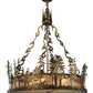 Meyda Lighting Quail Hunter With Dog 30" 4-Light Antique Copper Inverted Pendant Light With Silver Mica Shade Glass