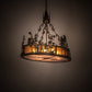 Meyda Lighting Quail Hunter With Dog 30" 8-Light Dark Burnished Antique Copper Island Pendant Light With Amber Mica & Silver Mica Shade Glass