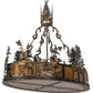 Meyda Lighting Quail Hunter With Dog 30" 8-Light Dark Burnished Antique Copper Island Pendant Light With Amber Mica & Silver Mica Shade Glass