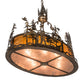 Meyda Lighting Quail Hunter With Dog 30" 8-Light Dark Burnished Antique Copper Island Pendant Light With Amber Mica & Silver Mica Shade Glass