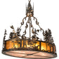 Meyda Lighting Quail Hunter With Dog 30" 8-Light Dark Burnished Antique Copper Island Pendant Light With Amber Mica & Silver Mica Shade Glass