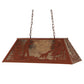 Meyda Lighting Quail Hunter With Dog 33" 6-Light Rust Powder Coat Island Pendant Light With Silver Mica Shade Glass