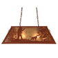 Meyda Lighting Quail Hunter With Dog 33" 6-Light Rust Powder Coat Island Pendant Light With Silver Mica Shade Glass