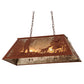 Meyda Lighting Quail Hunter With Dog 33" 6-Light Rust Powder Coat Island Pendant Light With Silver Mica Shade Glass