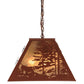 Meyda Lighting Quail Hunter With Dog 33" 6-Light Rust Powder Coat Island Pendant Light With Silver Mica Shade Glass