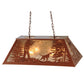 Meyda Lighting Quail Hunter With Dog 33" 6-Light Rust Powder Coat Island Pendant Light With Silver Mica Shade Glass