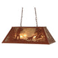 Meyda Lighting Quail Hunter With Dog 33" 6-Light Rust Powder Coat Island Pendant Light With Silver Mica Shade Glass