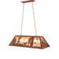 Meyda Lighting Quail Hunter With Dog 42" 6-Light Rust Island Pendant Light With Silver Mica Shade Glass