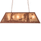 Meyda Lighting Quail Hunter With Dog 42" 6-Light Rust Island Pendant Light With Silver Mica Shade Glass