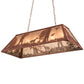 Meyda Lighting Quail Hunter With Dog 42" 6-Light Rust Island Pendant Light With Silver Mica Shade Glass