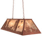Meyda Lighting Quail Hunter With Dog 42" 6-Light Rust Island Pendant Light With Silver Mica Shade Glass