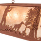 Meyda Lighting Quail Hunter With Dog 42" 6-Light Rust Island Pendant Light With Silver Mica Shade Glass