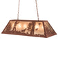 Meyda Lighting Quail Hunter With Dog 42" 6-Light Rust Island Pendant Light With Silver Mica Shade Glass