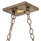 Meyda Lighting Quail Hunter With Dog 48" 6-Light Antique Copper Island Pendant Light With Silver Mica Shade Glass