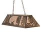 Meyda Lighting Quail Hunter With Dog 48" 6-Light Antique Copper Island Pendant Light With Silver Mica Shade Glass