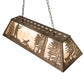 Meyda Lighting Quail Hunter With Dog 48" 6-Light Antique Copper Island Pendant Light With Silver Mica Shade Glass