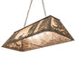 Meyda Lighting Quail Hunter With Dog 48" 6-Light Antique Copper Island Pendant Light With Silver Mica Shade Glass