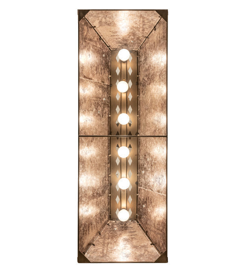 Meyda Lighting Quail Hunter With Dog 48" 6-Light Antique Copper Island Pendant Light With Silver Mica Shade Glass