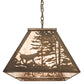 Meyda Lighting Quail Hunter With Dog 48" 6-Light Antique Copper Island Pendant Light With Silver Mica Shade Glass