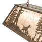 Meyda Lighting Quail Hunter With Dog 48" 6-Light Antique Copper Island Pendant Light With Silver Mica Shade Glass