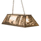Meyda Lighting Quail Hunter With Dog 48" 6-Light Antique Copper Island Pendant Light With Silver Mica Shade Glass