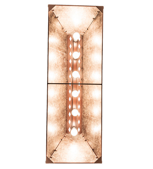 Meyda Lighting Quail Hunter With Dog 48" 6-Light Rust Island Pendant Light With Silver Mica Shade Glass