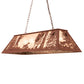 Meyda Lighting Quail Hunter With Dog 48" 6-Light Rust Island Pendant Light With Silver Mica Shade Glass