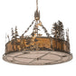 Meyda Lighting Quail Hunter With Dog 50" 16-Light Dark Burnished Antique Copper Inverted Pendant Light With Silver & Amber Mica Shade Glass