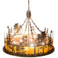 Meyda Lighting Quail Hunter With Dog 50" 16-Light Dark Burnished Antique Copper Inverted Pendant Light With Silver & Amber Mica Shade Glass